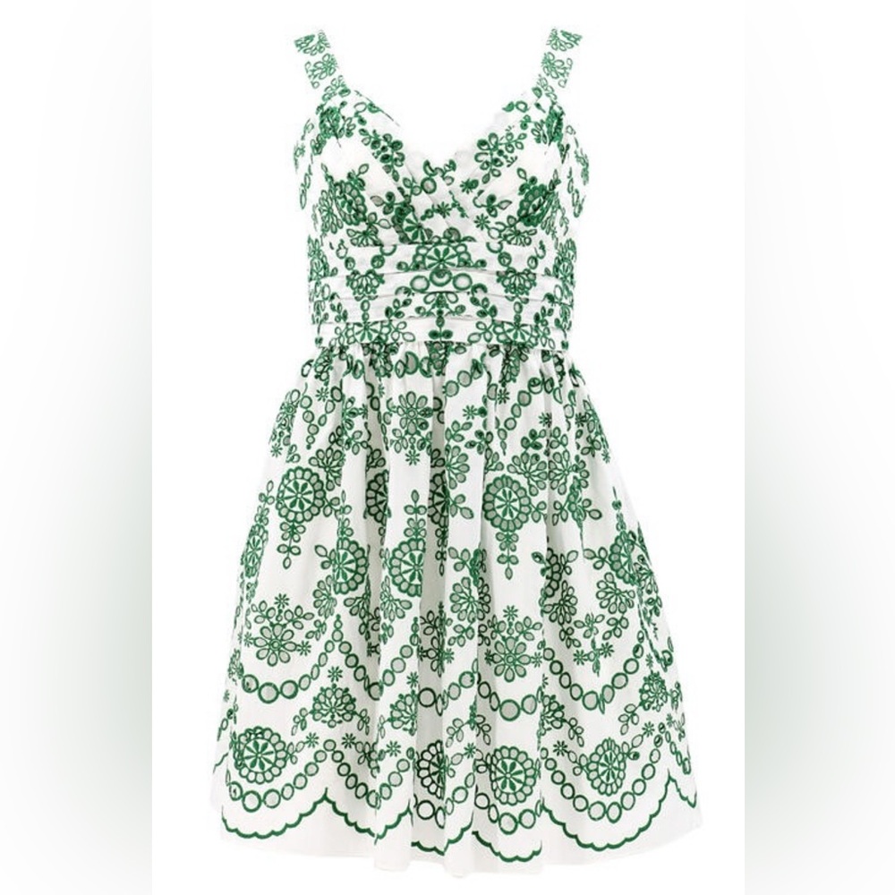 Shoshanna Green and White Halter Sundress